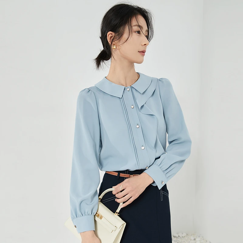 MAN BEI/曼·贝【啾啾专属】8491049A法式衬衫女长袖百搭气质设计