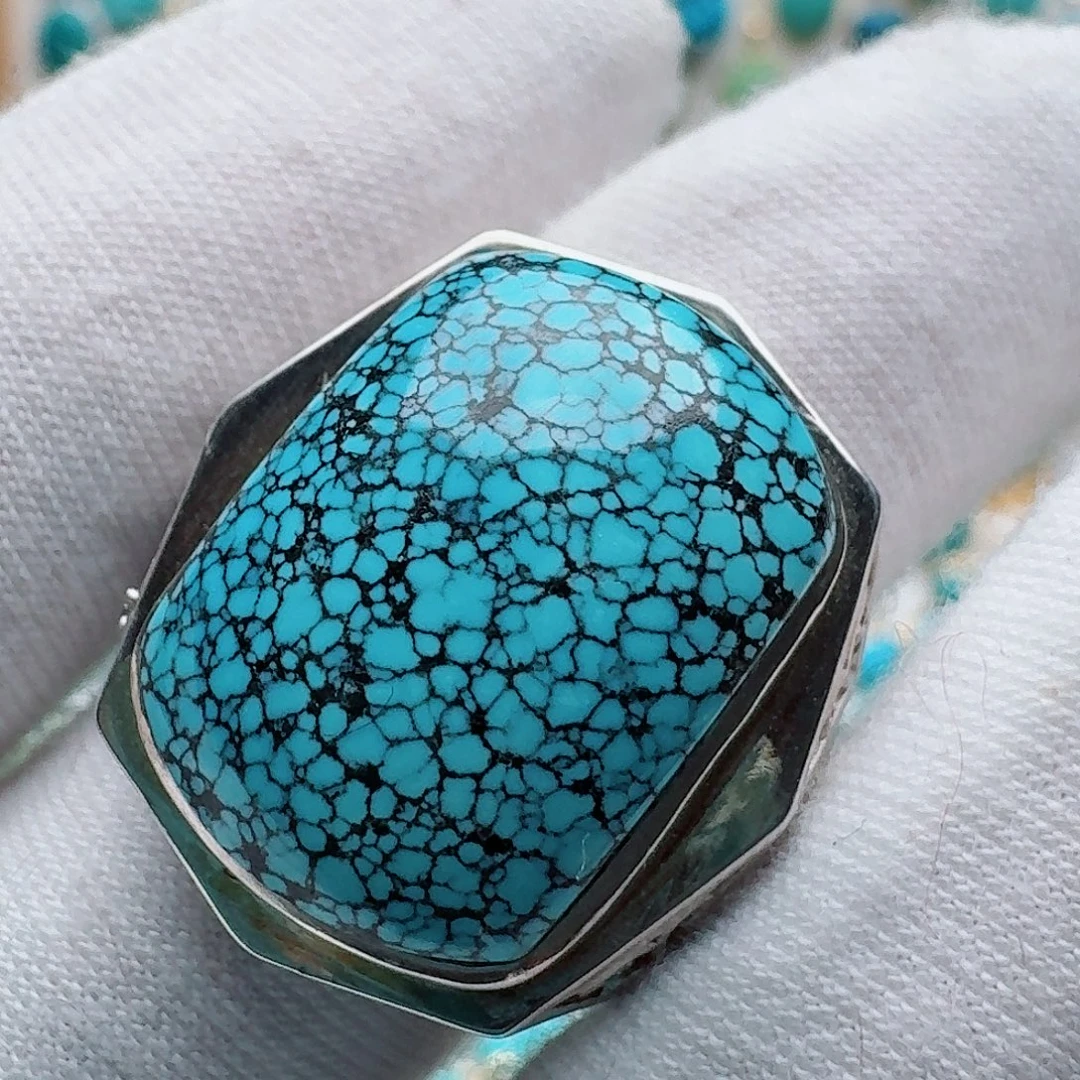 绿松石银S925镶嵌戒指