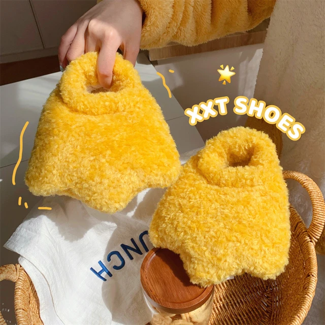 2025新款创意可爱鸭掌亲子棉拖鞋保暖室内防滑冬季包跟毛毛鞋女