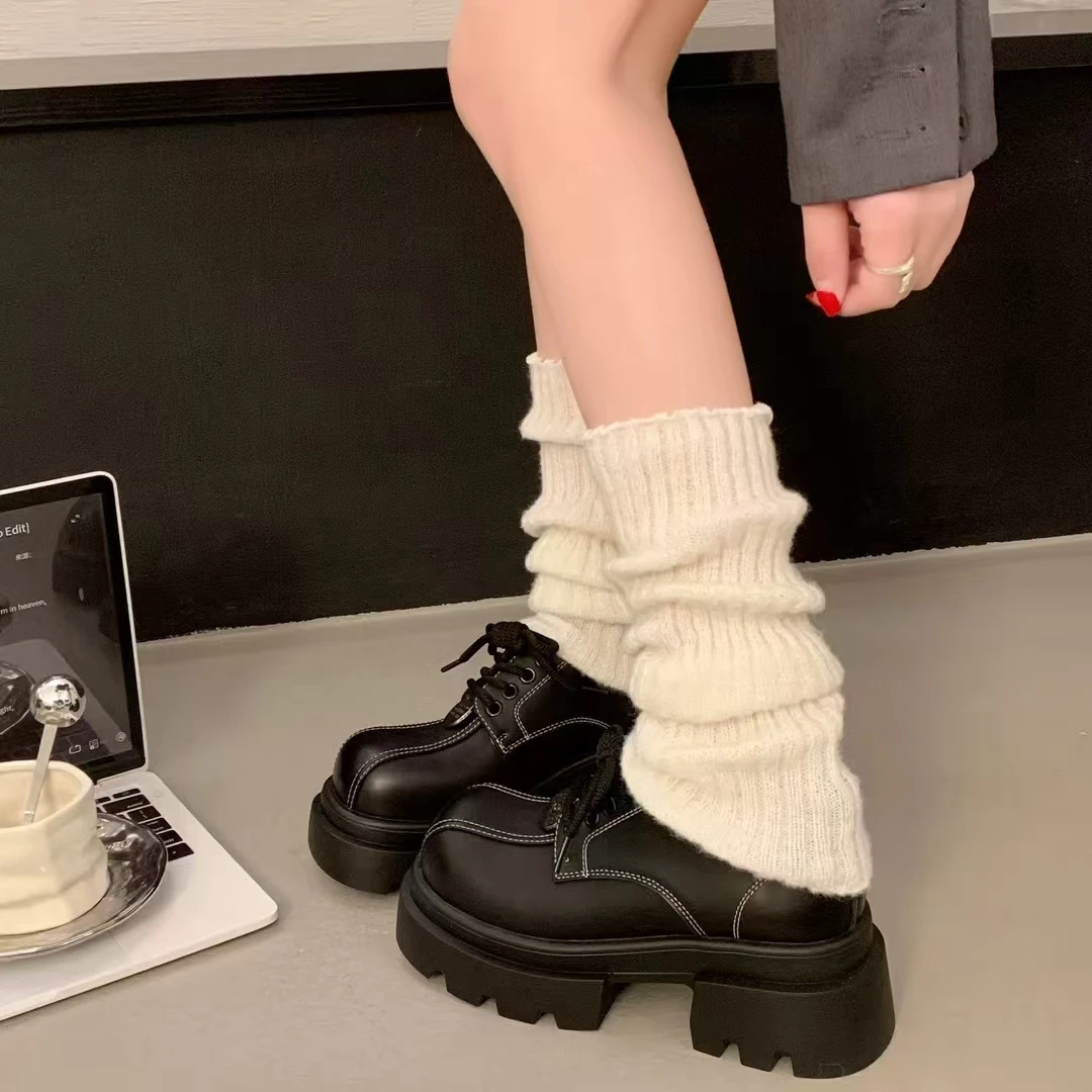 56032853时尚百搭黑色复古厚底英伦风日系圆头