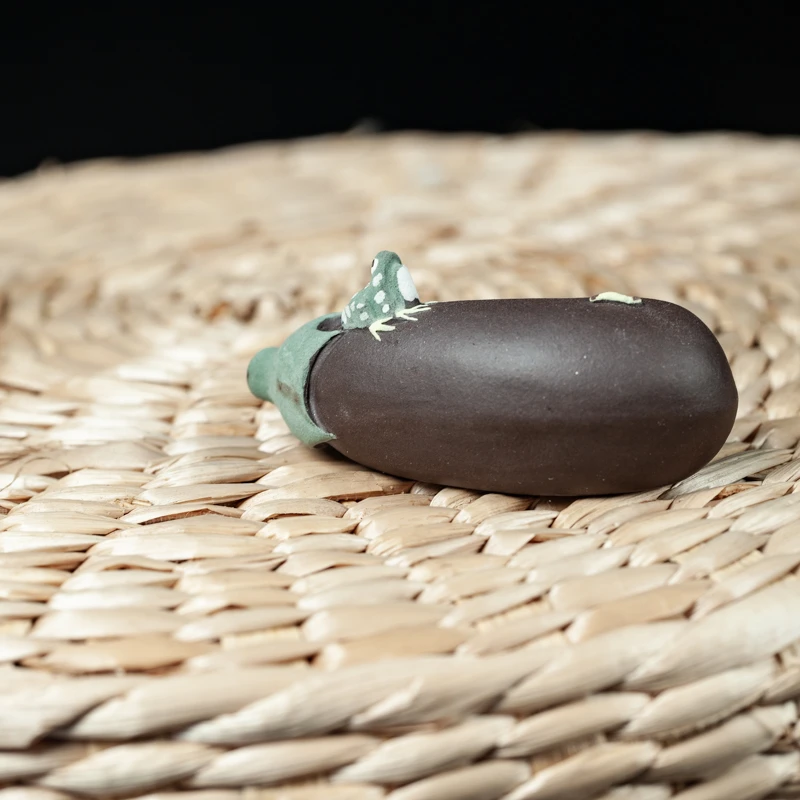 【茶宠·青蛙茄子】宜兴原矿手作茶宠摆件