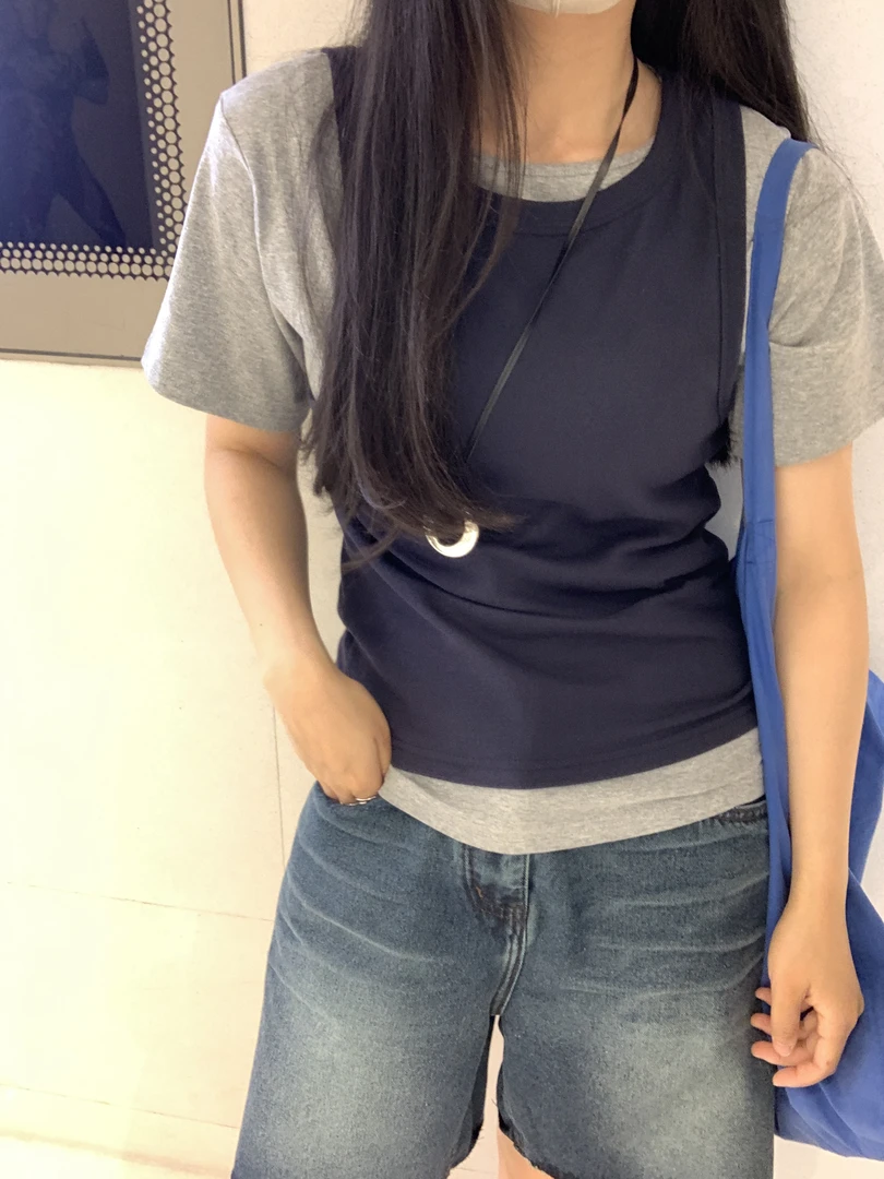 小花同学【公主日记】韩版套头短袖➕无袖背心两件套