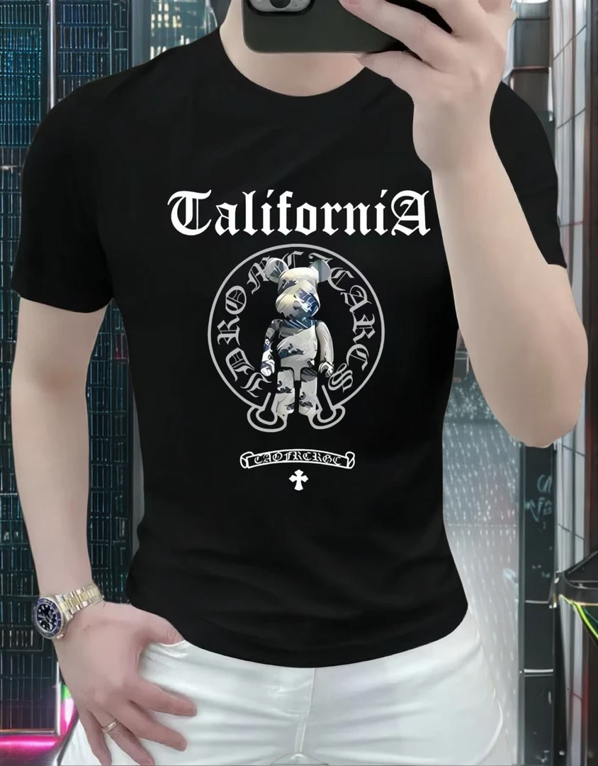 2025短袖t男士时尚休闲百搭夏季潮流修身圆领