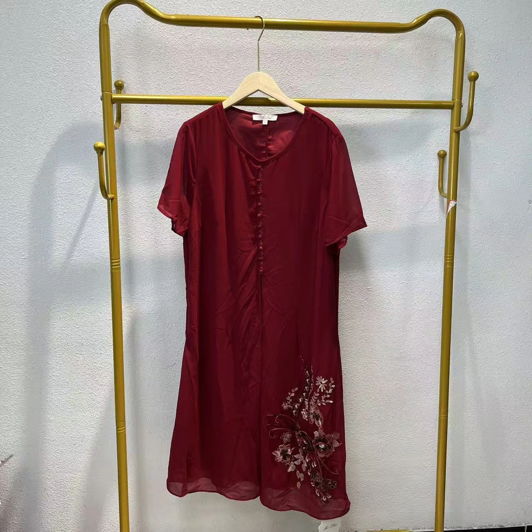 唯琳剪标   5仓D4-5-3170款   红色盘扣短袖连衣裙