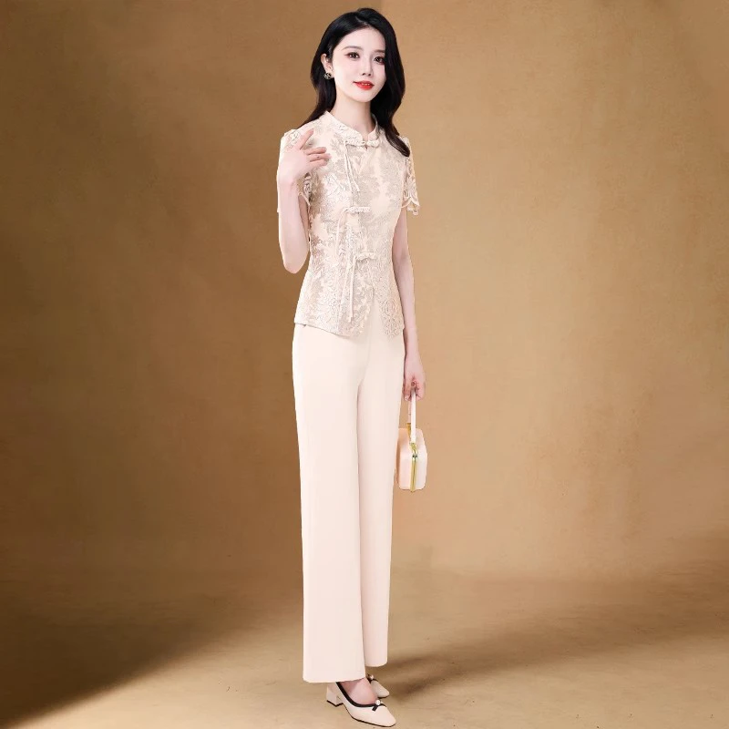 新中式国风套装女装夏装2025新款小个子轻奢高端妈妈洋气质两件套