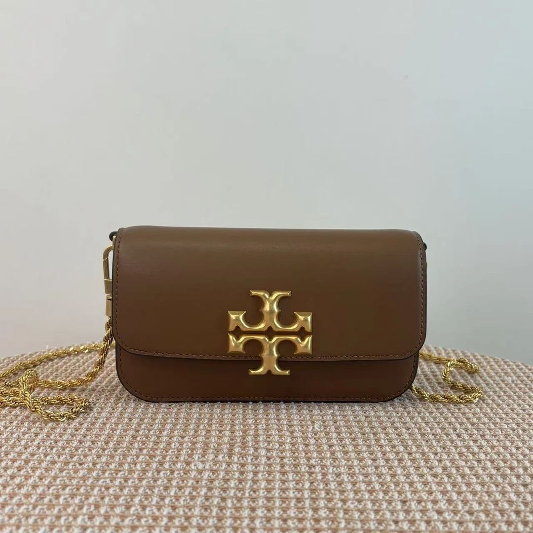 95新 TORY BURCH/汤丽柏琦 焦糖色豆腐链条包