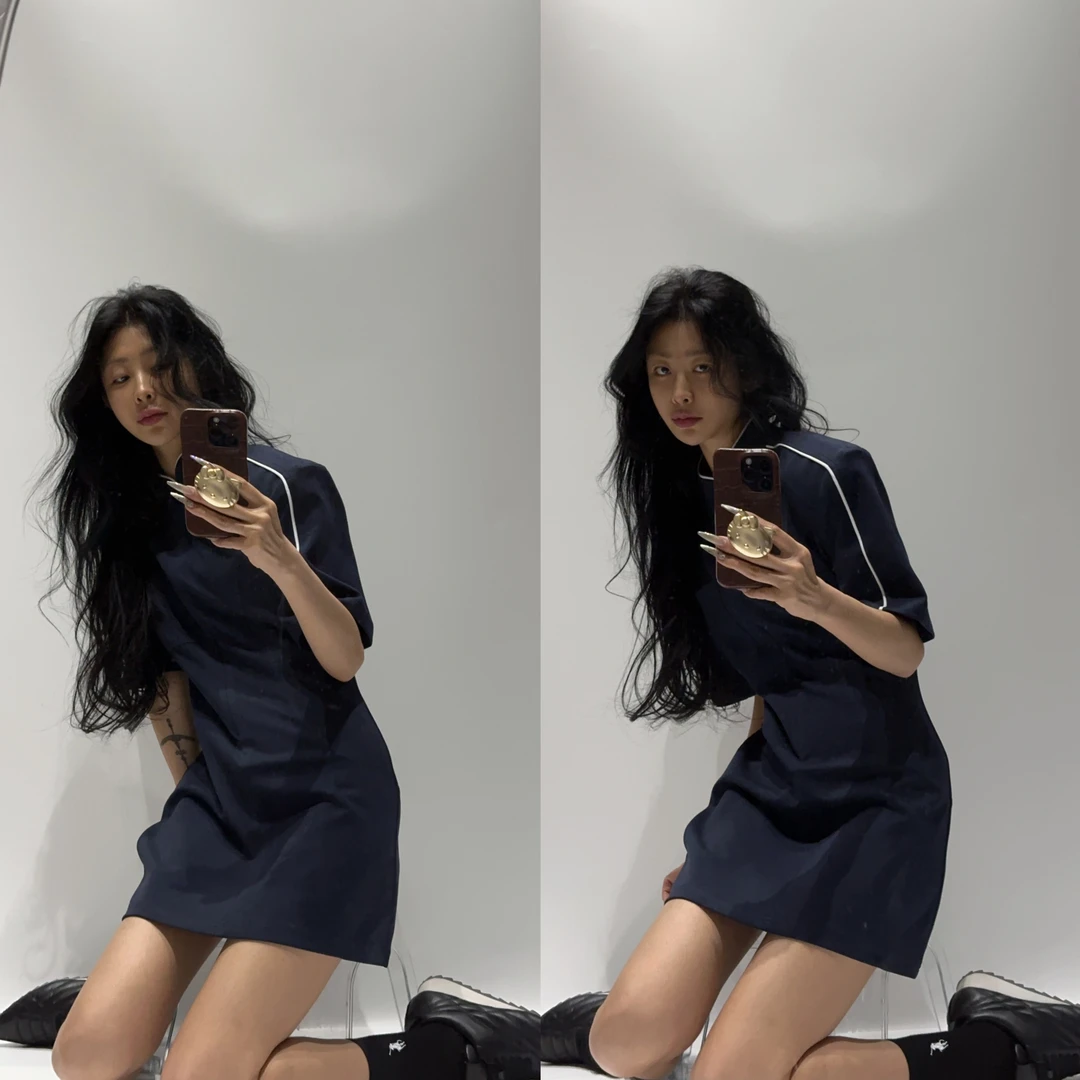 VIVISPLENDID20010#（定制款NO退NO换）联合运动中式感芽条连衣裙