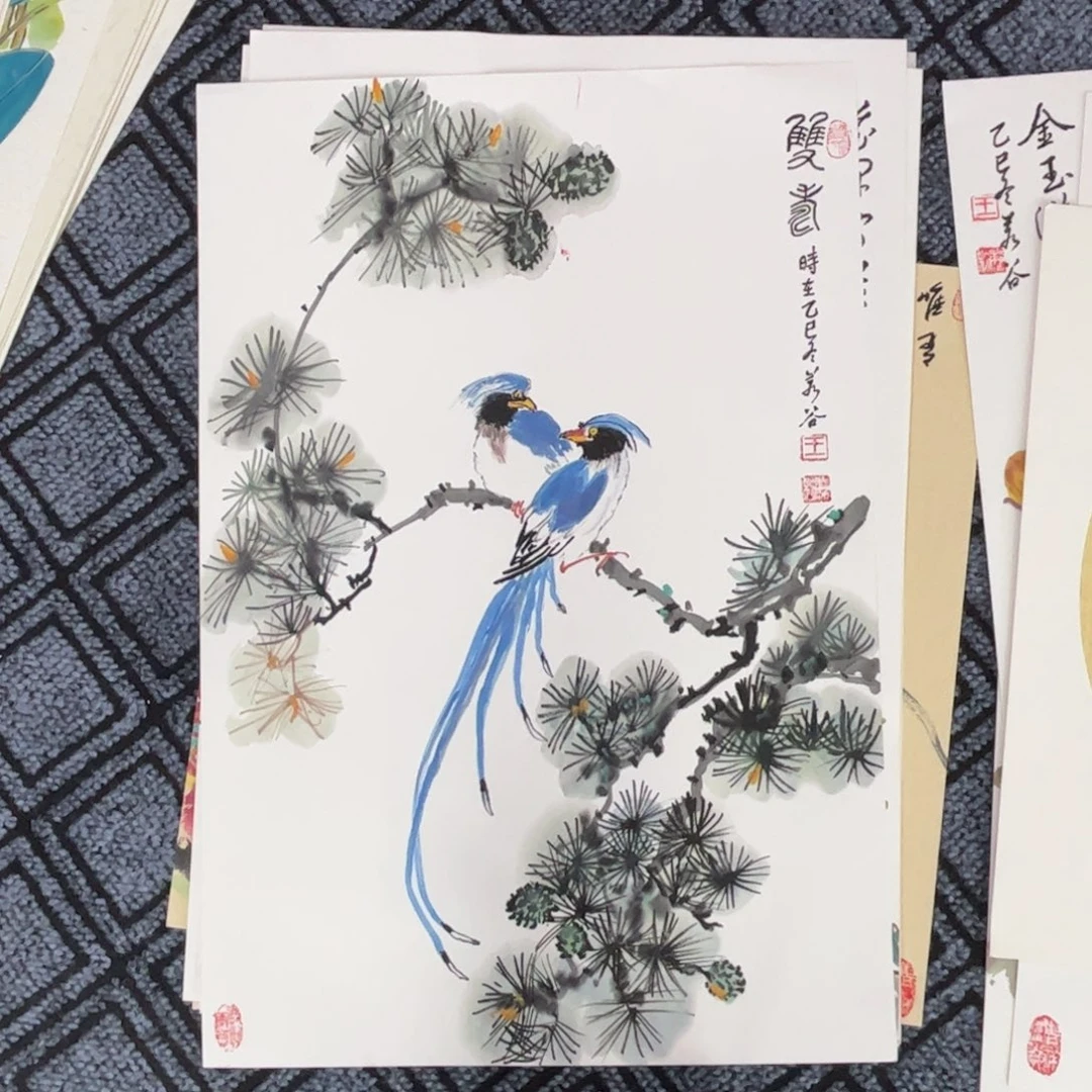 国画硬卡纸花鸟作品m