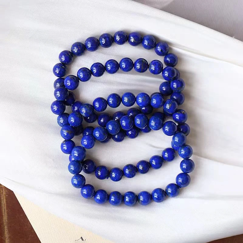 天然青金石素圈手链老矿青金石老油料男女款配饰品礼物素圈手串珠