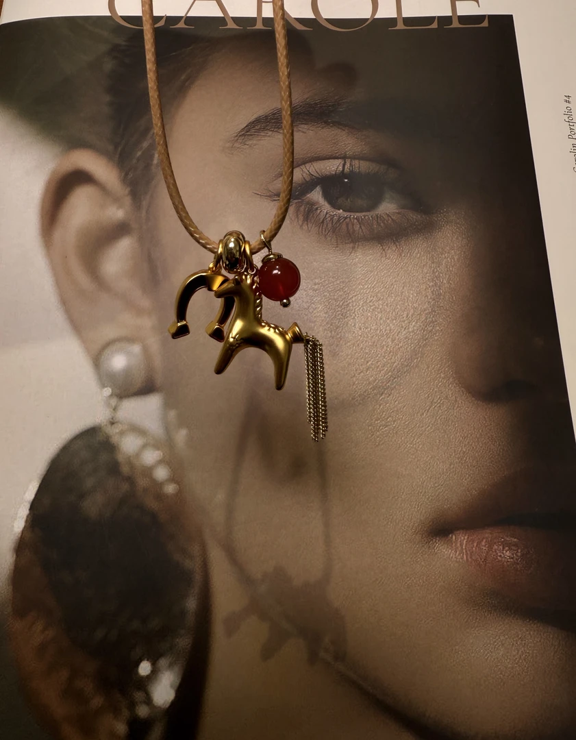 铜合金吊坠 长款小马流苏吊坠毛衣链