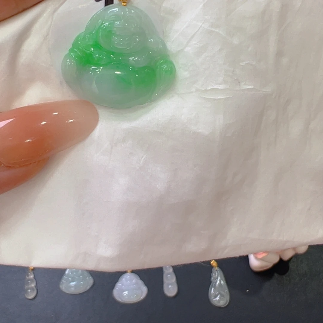 吊坠(不含链)18K金镶嵌翡翠