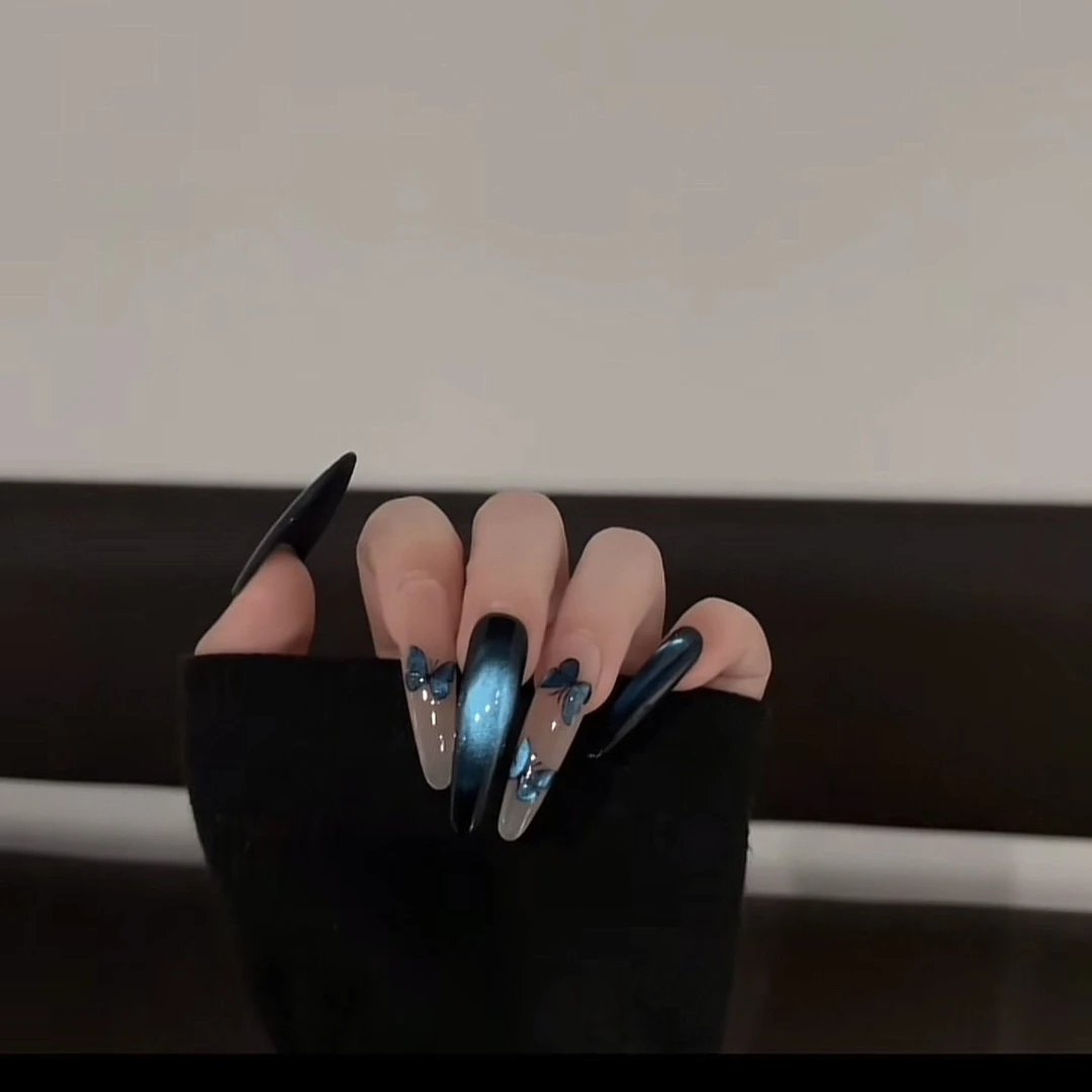 气质猫眼小众手工长款新款高级美甲甲片美甲穿戴甲片高级穿戴美甲