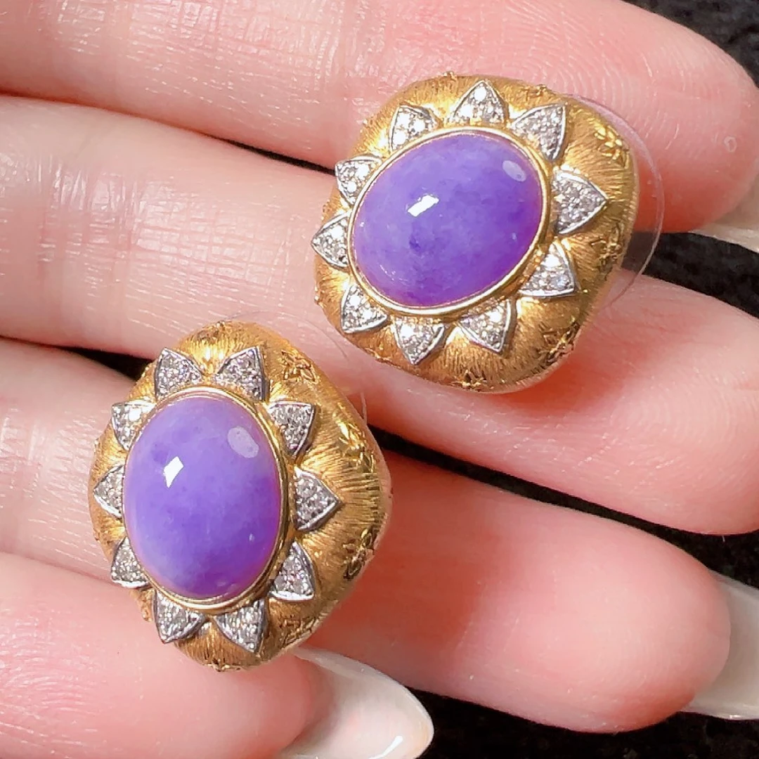 翡翠18K金镶嵌耳饰签收后24小时鉴赏期，过时不退