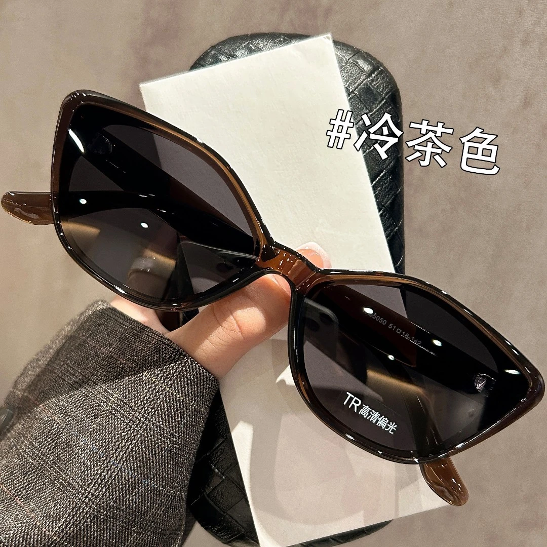多边形猫眼冷茶色墨镜女款2025新款高级感防紫外线偏光防晒太阳镜
