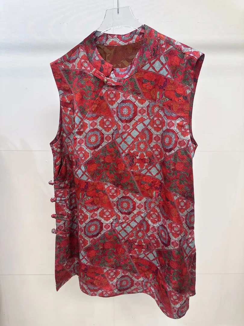 新中式  盘扣提花中长款斜襟上衣---特