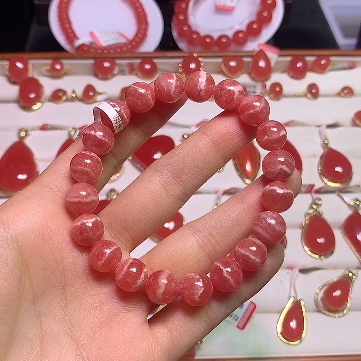 菱锰矿（红纹石）未镶嵌手绳9.5mm