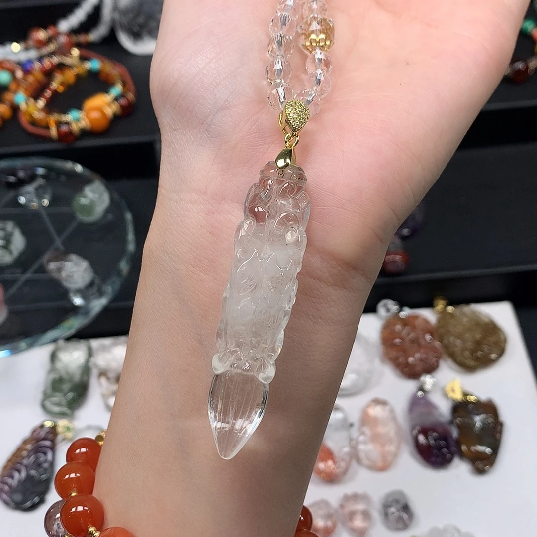 颈饰水晶未镶嵌白幽灵夫妻狐文昌笔