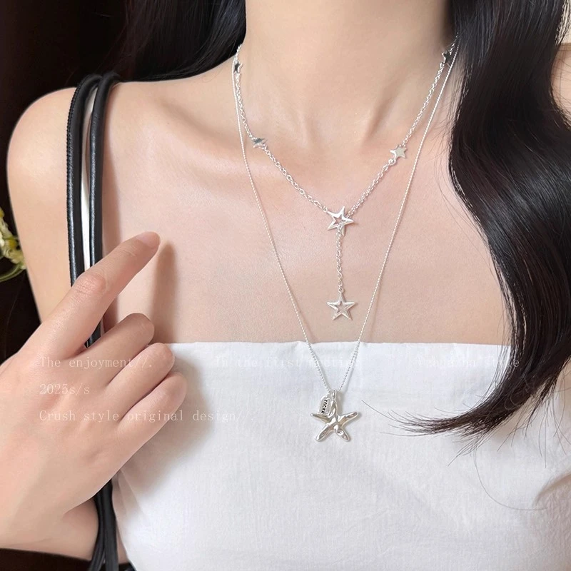 合金项链 甜味泡泡~简约星星抽拉项链女生小众设计轻奢高级感配饰