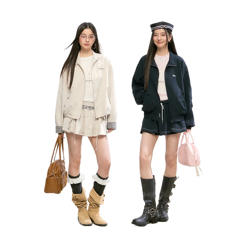 FPMZ 抽绳拉链夹克外套短裙裤两件套装