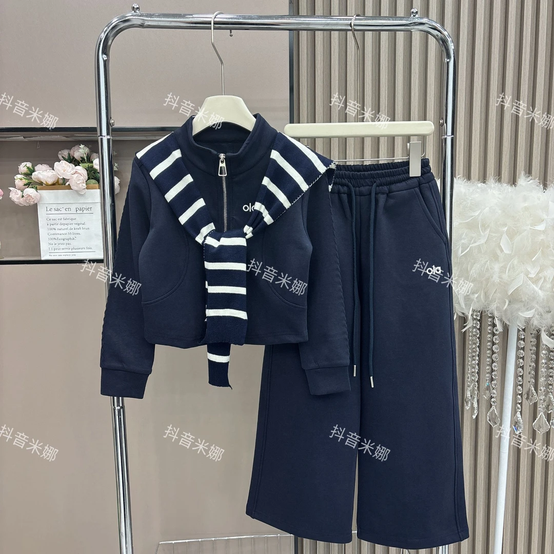 2025秋季女童8016休闲时尚两件套绣花字母卫衣套装