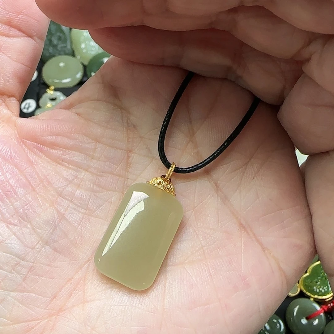 和田玉银S925镶嵌吊坠(不含链)