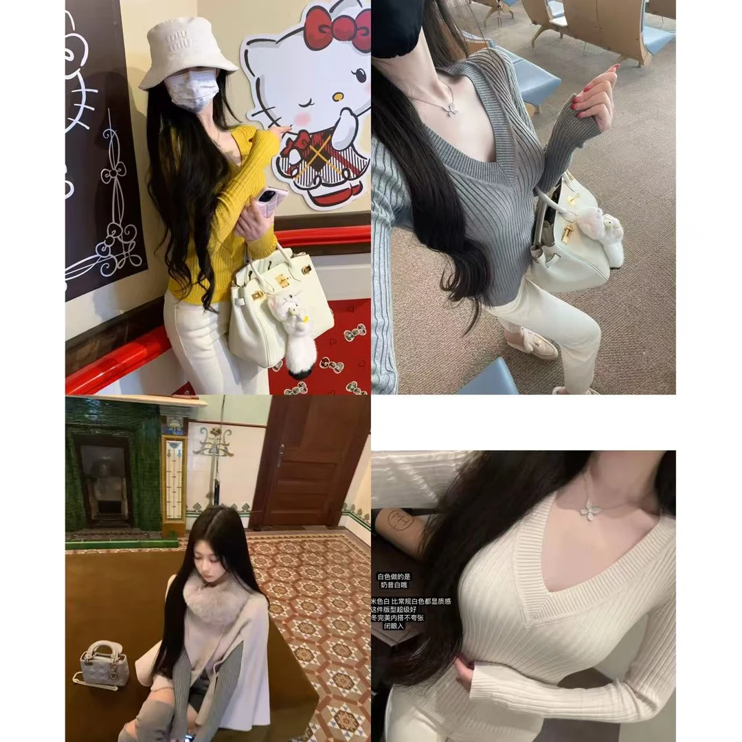 徐秋阳   v字主义  秋季新款百搭时尚休闲显瘦显白毛衣YM412