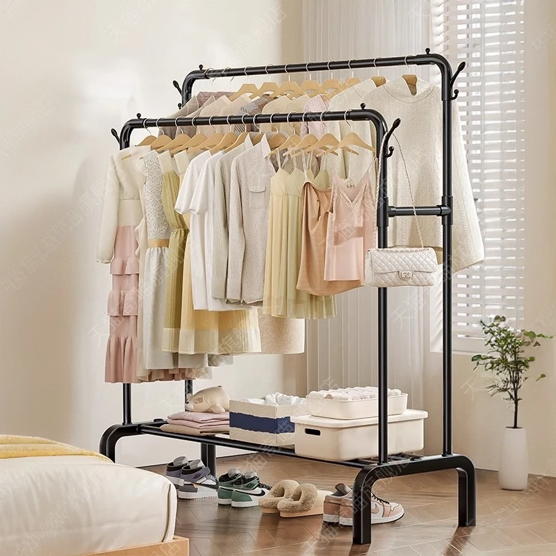 俏洁衣架落地家用可移动阳台晾衣架卧室挂衣服架子室内简易衣帽架