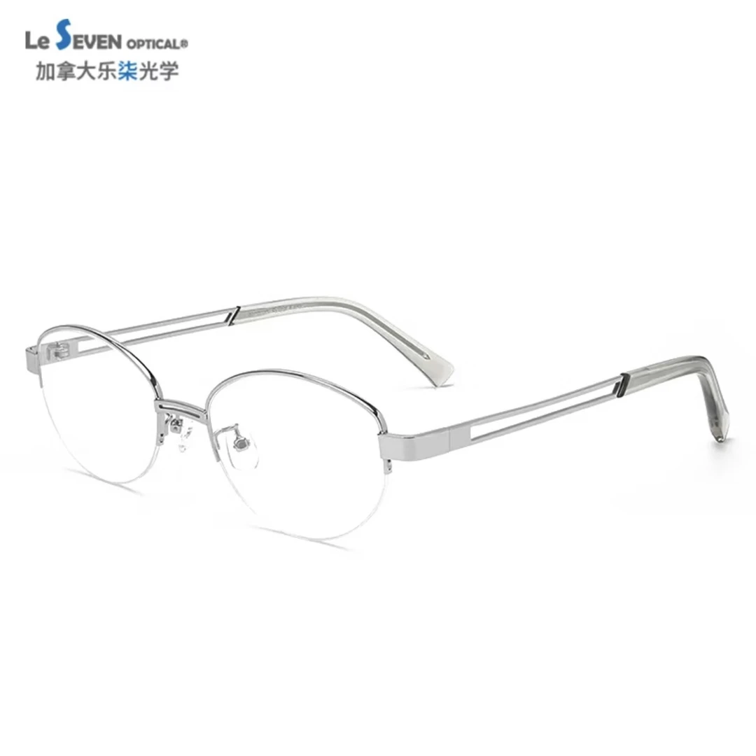 LeSeven眼镜女半框防紫外线可配度数银色素颜镜Empress