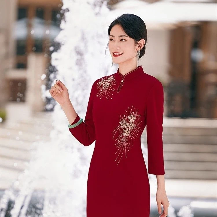 婚宴妈妈新款高端婚庆高档旗袍高贵连衣裙婆婆结婚婚礼礼服