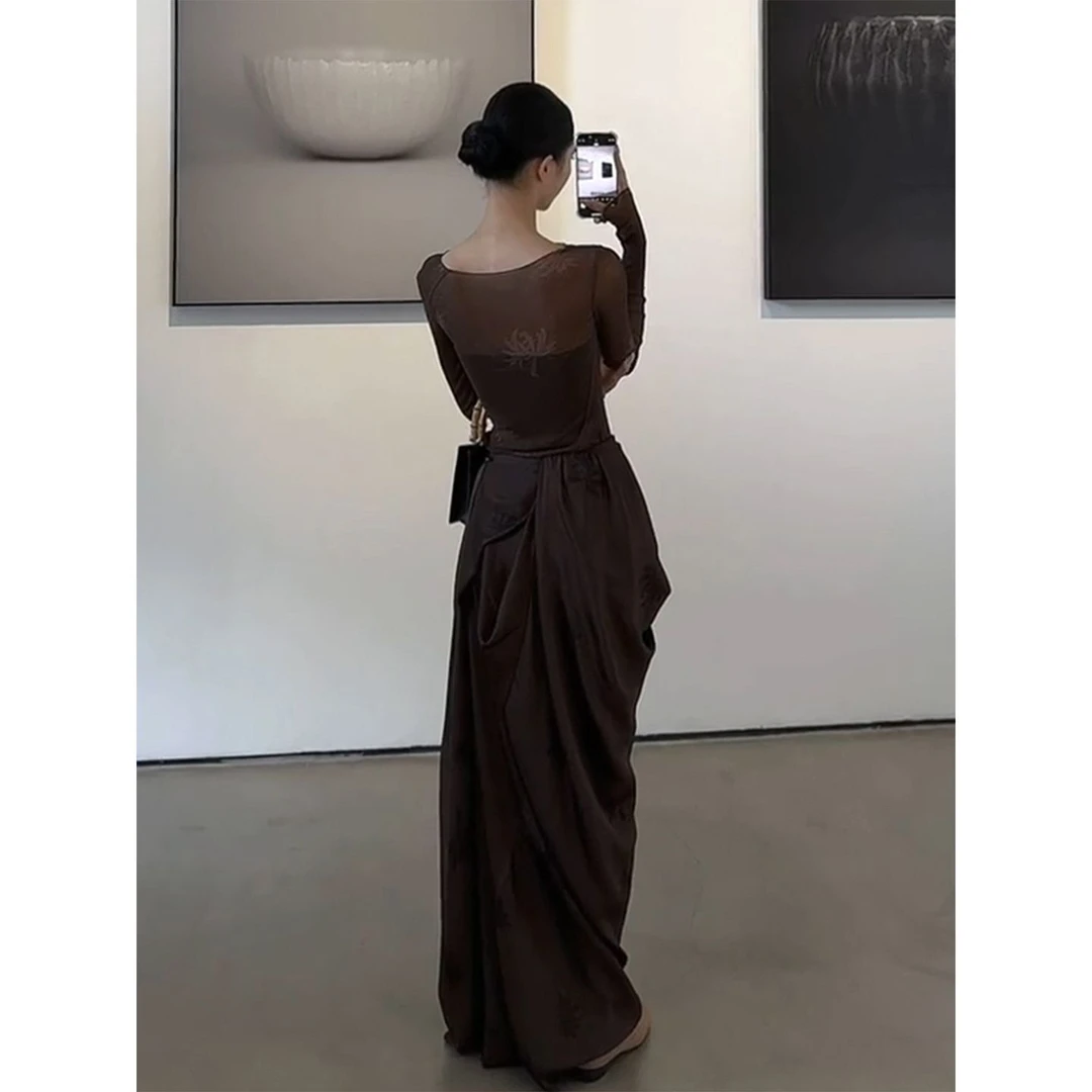 早秋清冷艺术感穿搭漂亮冷淡系感气质修身重要场合女连衣裙套装否