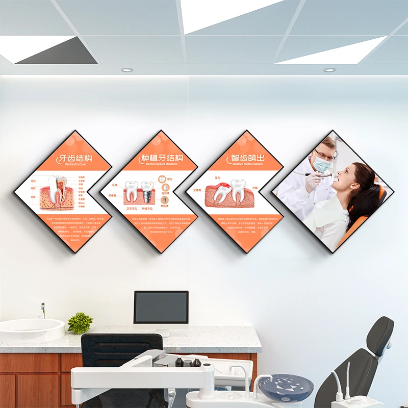牙科装饰画牙齿种植矫正宣传海报图口腔科背景墙壁画口腔诊室挂画
