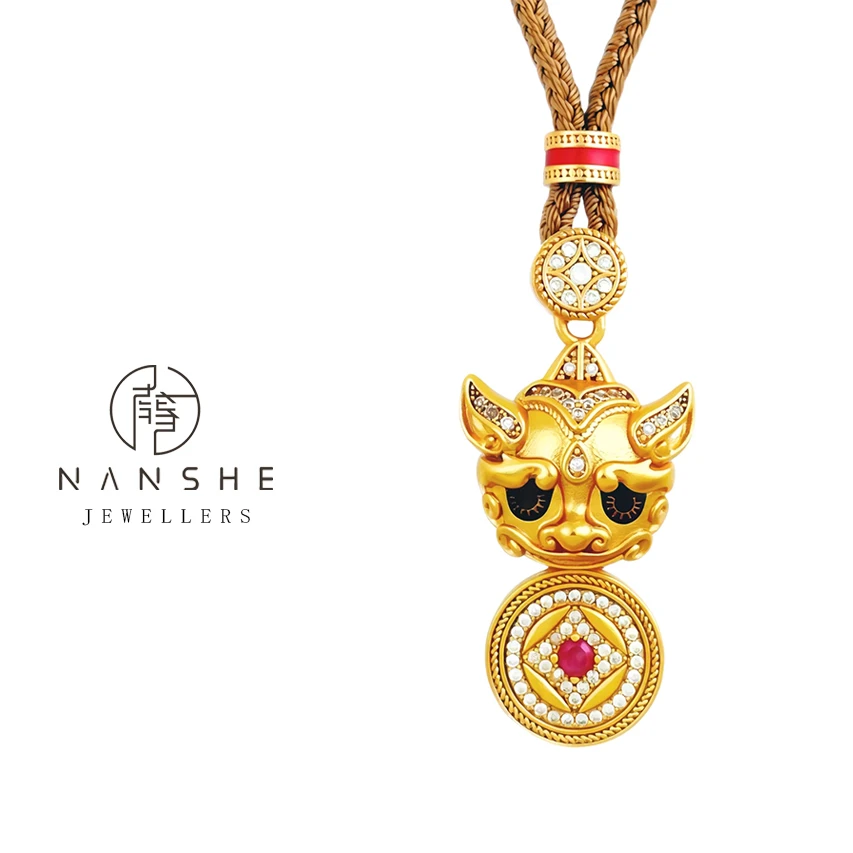 NANSHE南奢 眨眼睛新中式复古貔貅钱币吊坠项链