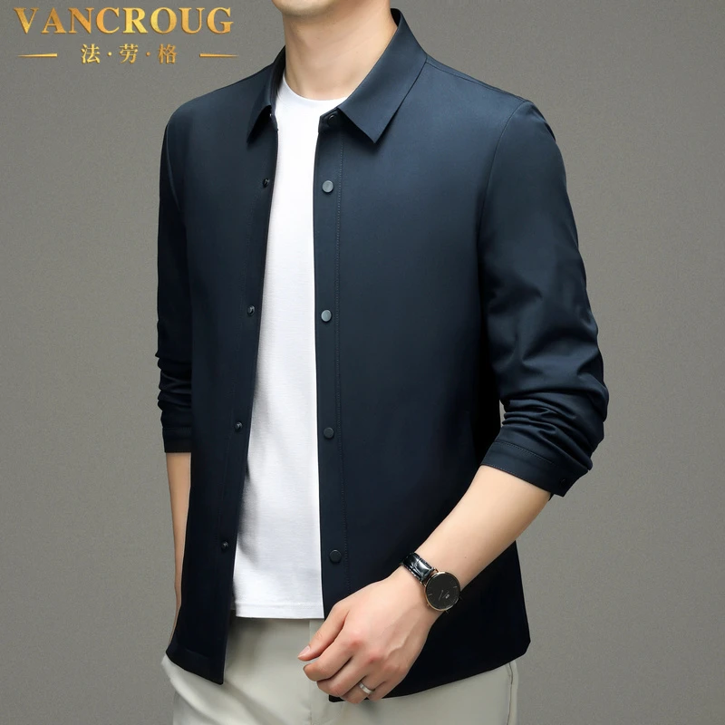 VANCROUG/法劳格夹克男士秋季新款翻领韩版潮流休闲百搭日常外套