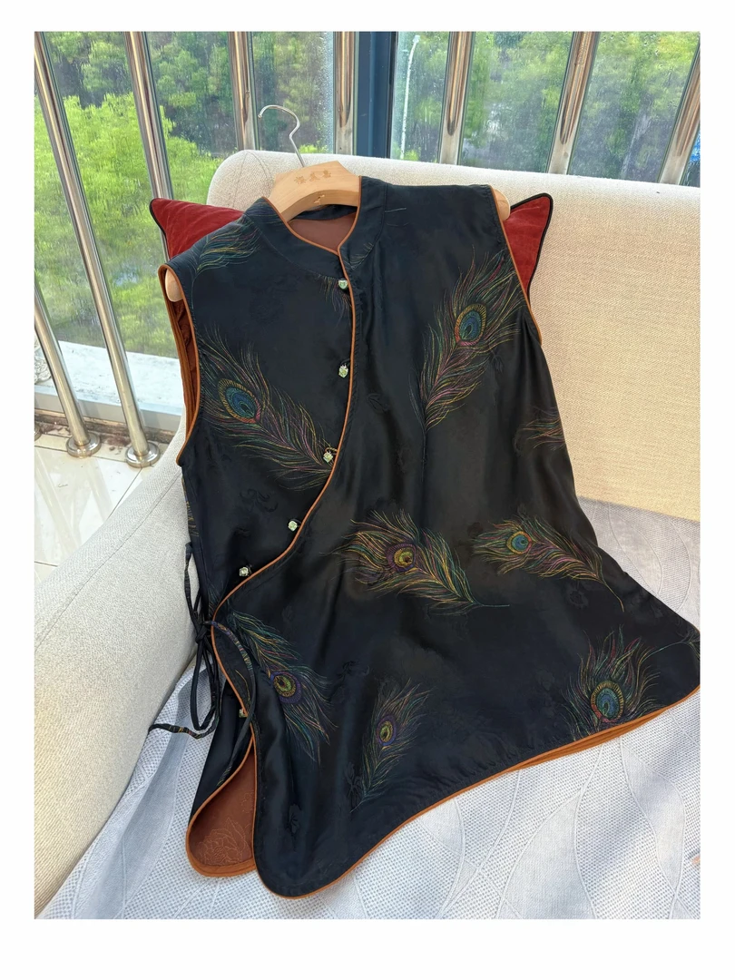 DY2479樱美嘉100桑蚕丝夏季新款奥黛叠穿上衣无袖新中式显瘦气质