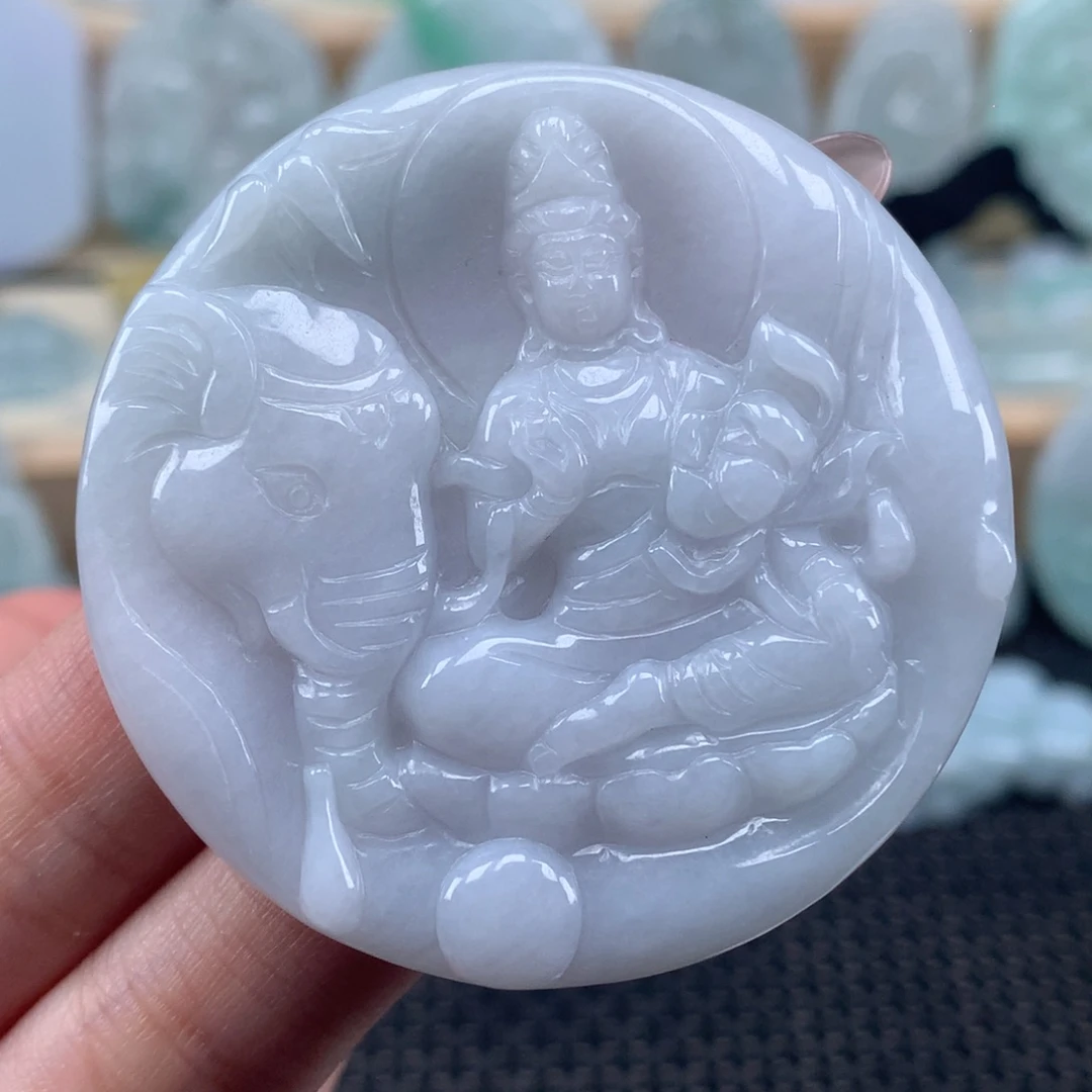 翡翠未镶嵌颈饰普贤菩萨吊坠