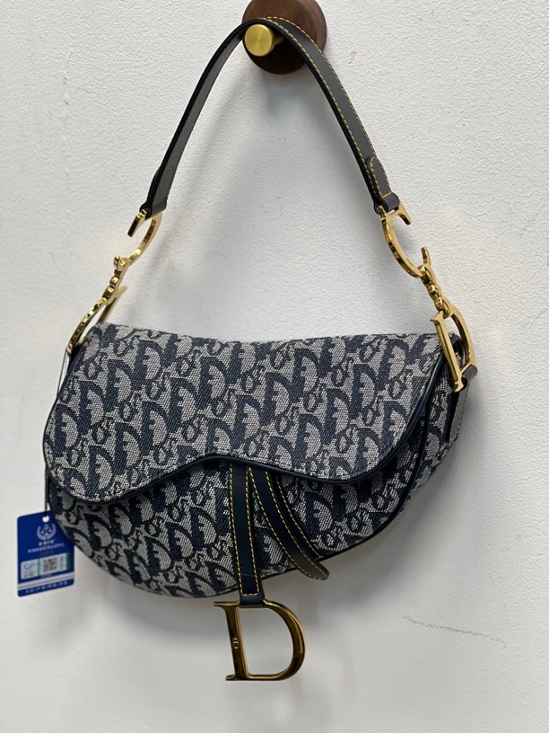 95新 DIOR/迪奥 夏七中古/Dior 老花马鞍单肩包A153