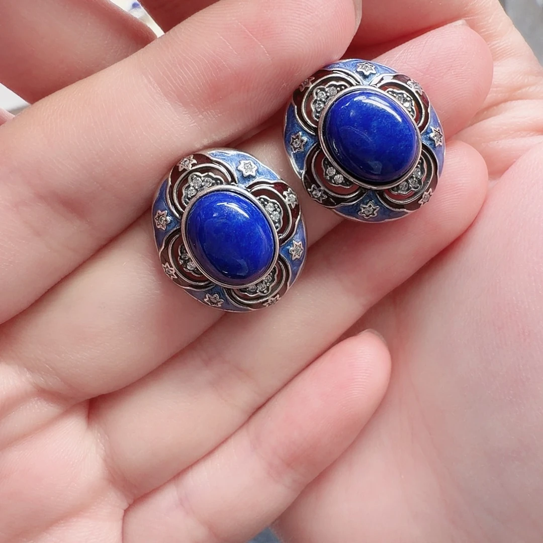 青金石未镶嵌耳饰42