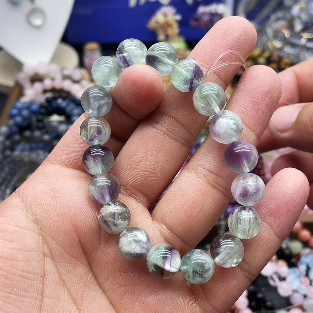 水晶手串未镶嵌天然羽毛莹石