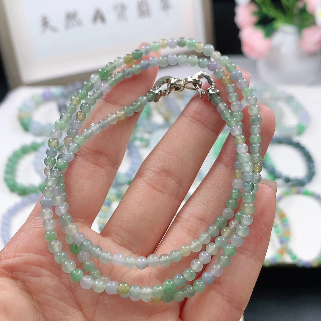 翡翠未镶嵌手链项链3.5mm