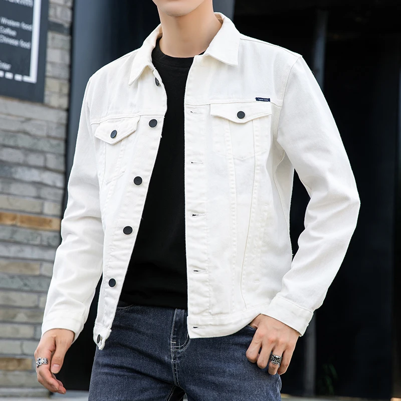 春秋新款纯棉男士休闲牛仔夹克外套春季潮牌简约秋冬款时尚牛仔衣
