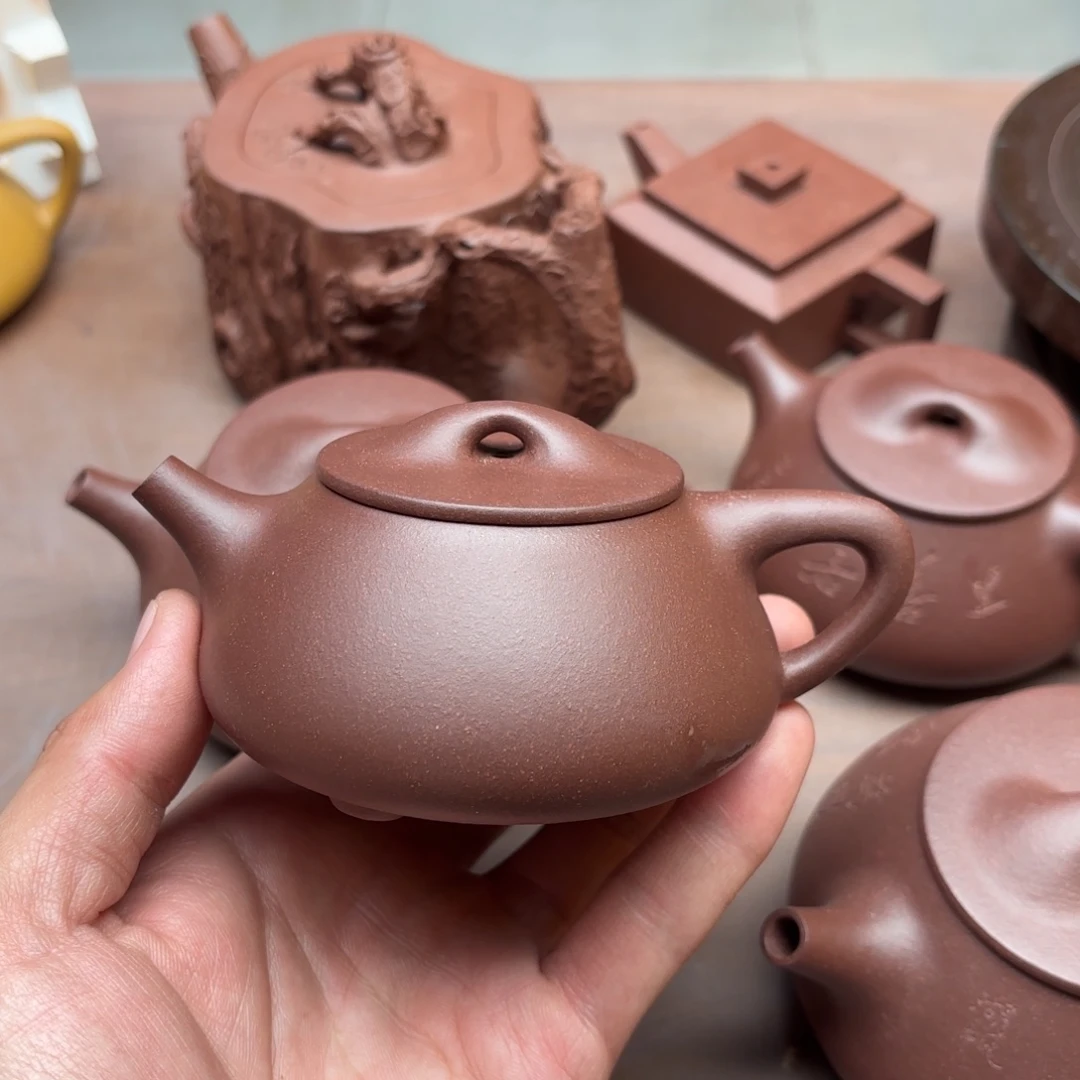 茶壶紫砂底槽清景舟石瓢容量约200毫升