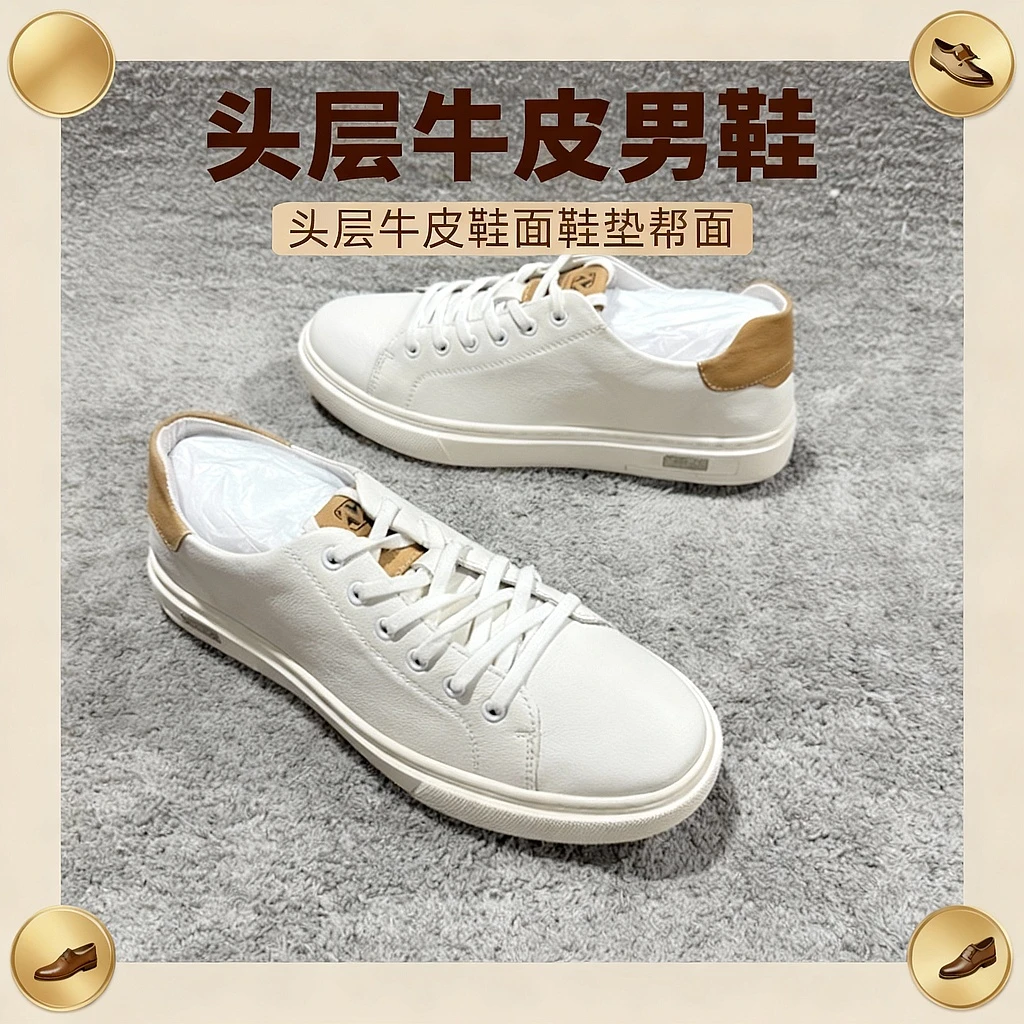 海男剪标品牌撤柜清仓男鞋 头层牛皮016白