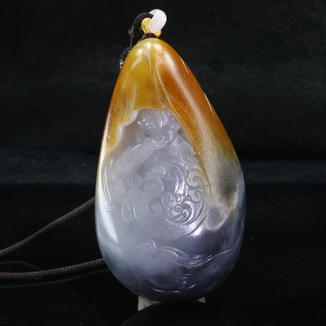 60和田玉红沁青花籽御凤观音吴家峰作手把件/500789保利厦门拍卖