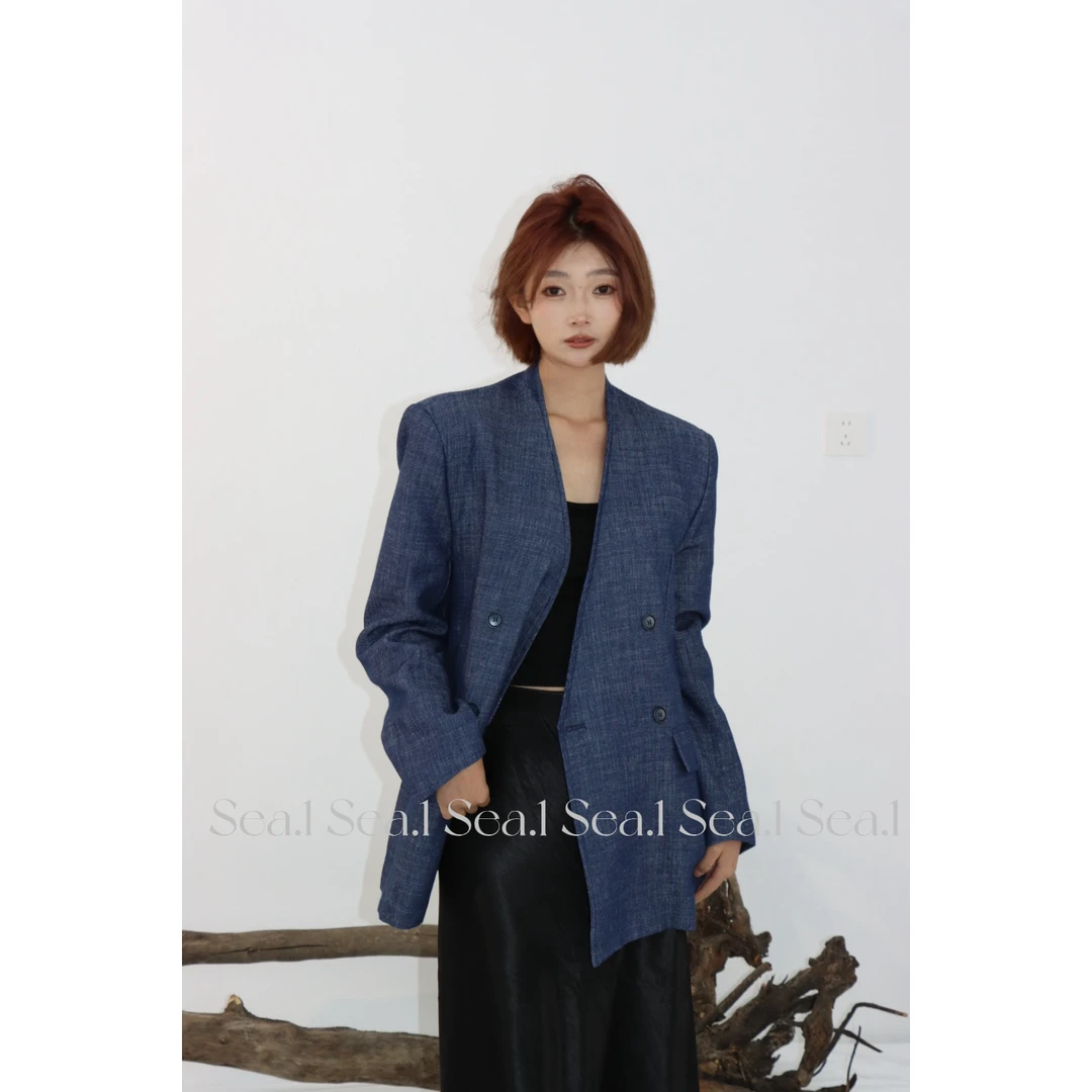 SEA.1 摆脱路人感 牛仔春季新款女装休闲百搭纯色简约西装范