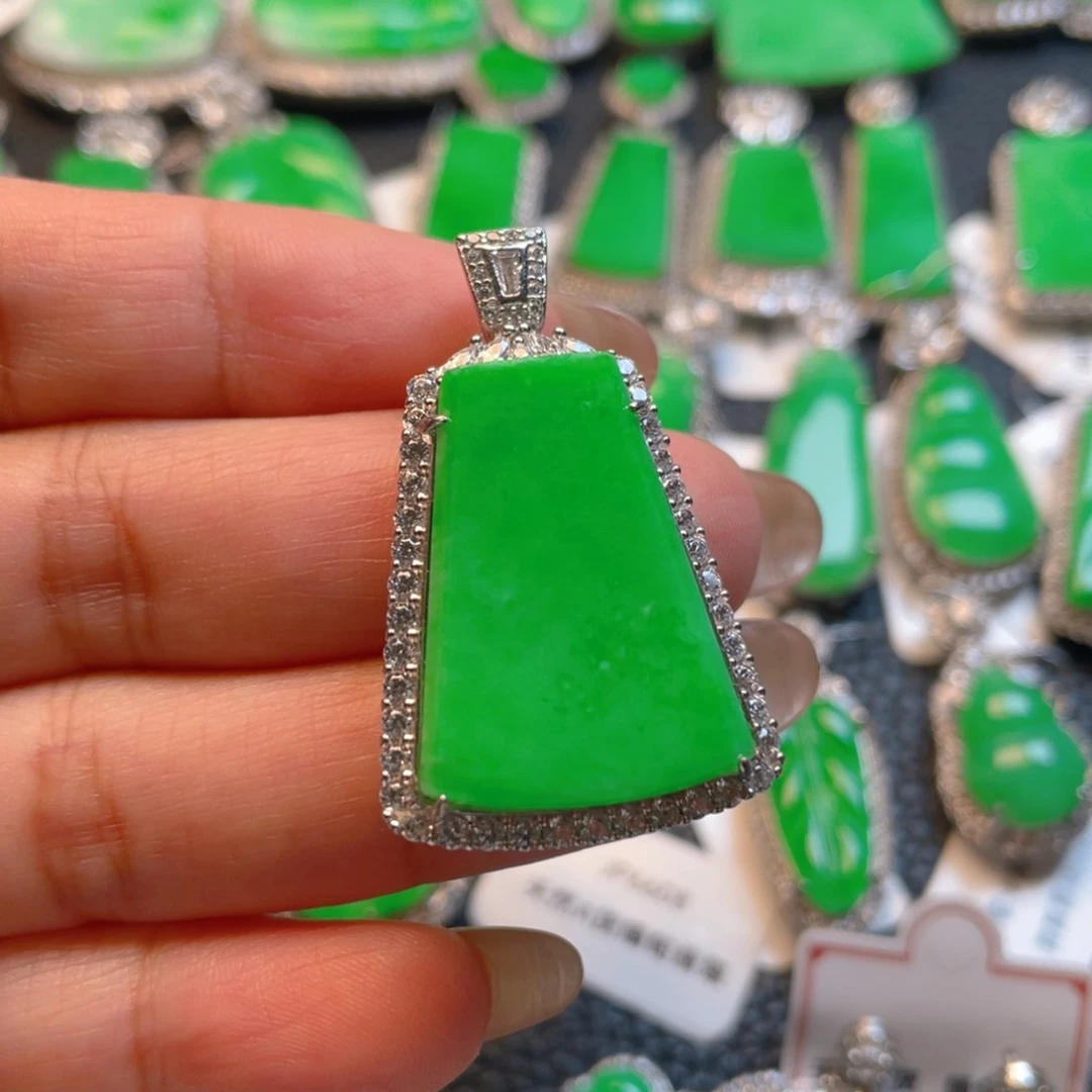 翡翠银S925镶嵌吊坠(不含链)