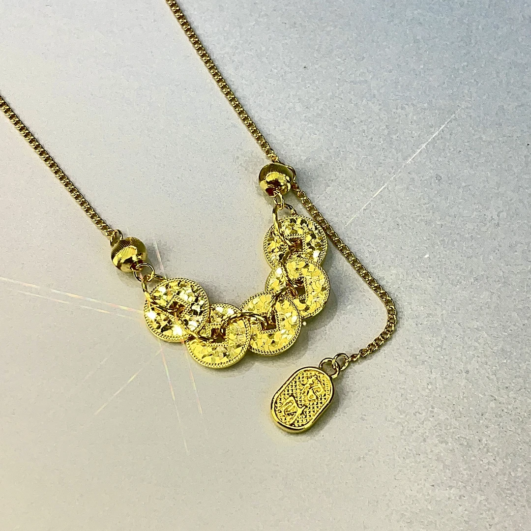 坠链均足银 【五帝币套链】足银999项链招财纳福经典礼物轻奢