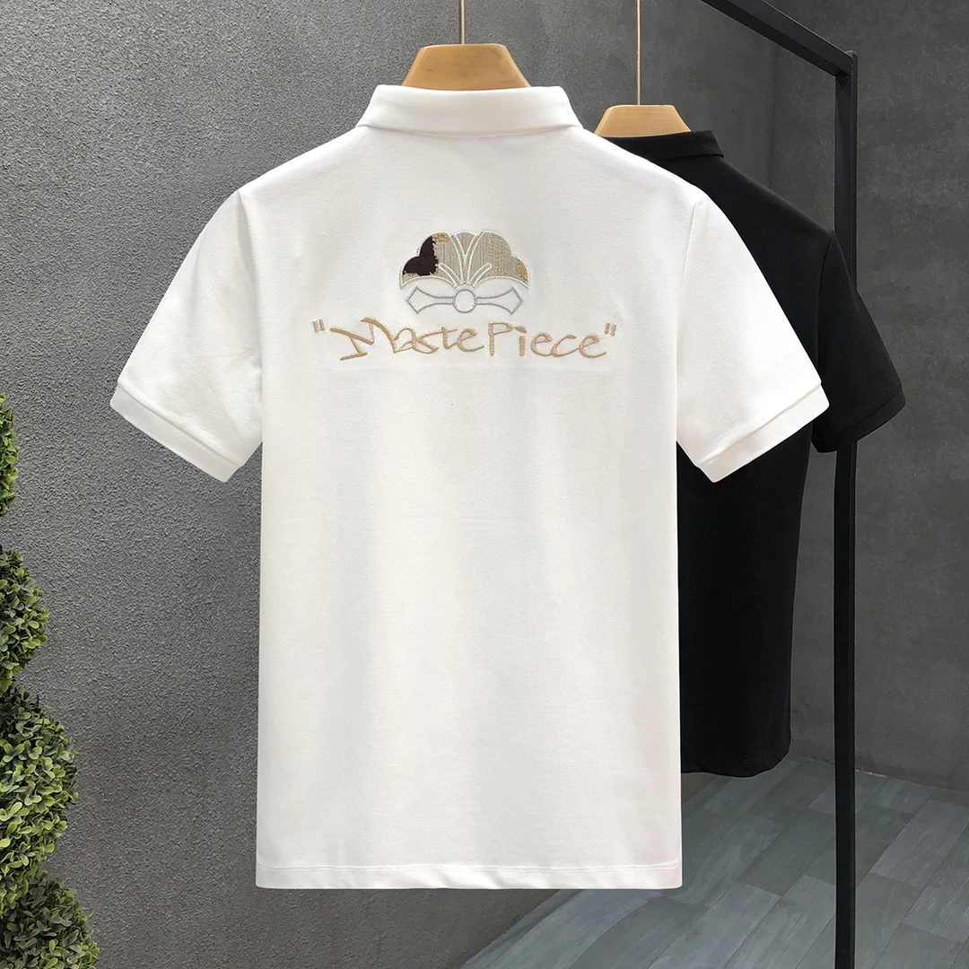 刺绣高端polo衫男痞帅翻领短袖t恤2025夏季新款宽松男士潮牌半袖