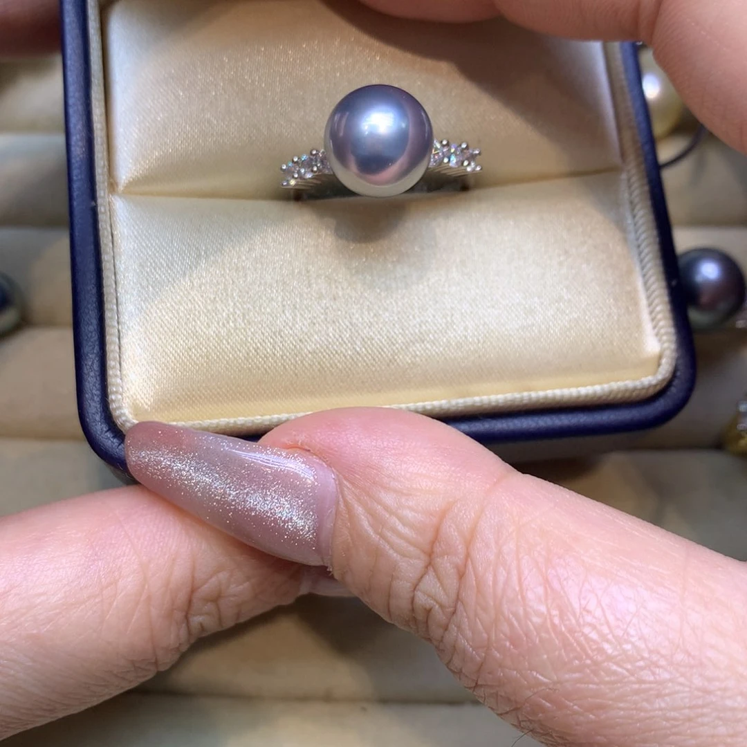 银S925镶嵌戒指海水珍珠