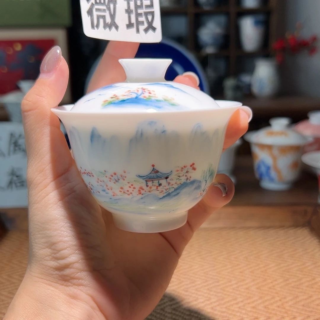 【闪购商品】微瑕 手绘 盖碗