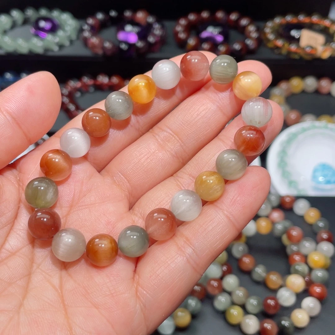 水晶手链未镶嵌兔毛手链，晶体通透